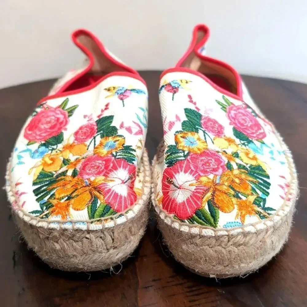 Johnny Was Andra Floral Embroidered Espadrille Shoe Size 9